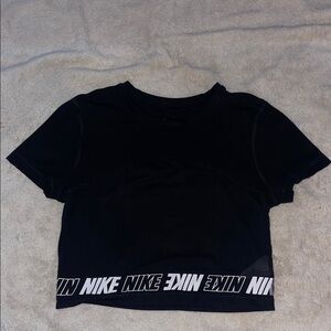 Nike Women's Black and White Logo Crop Top